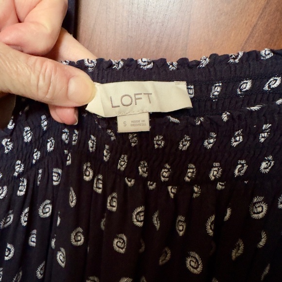 LOFT Navy and White Patterned Skirt - Picture 3 of 4